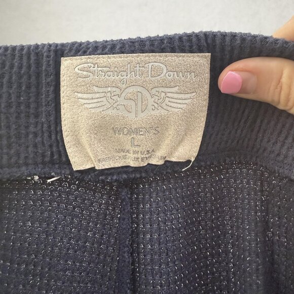 Straight Down Pants Womens Large Waffle Knit Lounge Made in USA Pockets - Picture 8 of 11